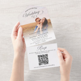 シンプルミニマル写真結婚の オールインワン招待状