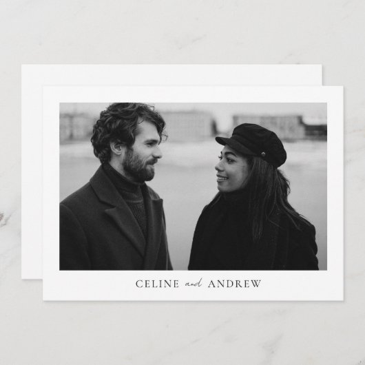 シンプルミニマル写真結婚の サンキューカード (正面/裏面)