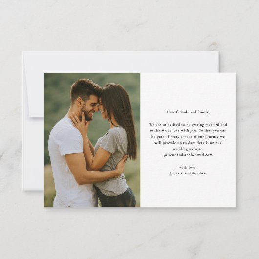 シンプルミニマル写真結婚の セーブザデート (裏面)