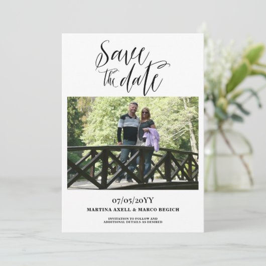 シンプルミニマル写真結婚の セーブザデート (スタンド正面)