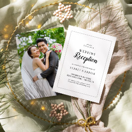 シンプルミニマル写真結婚式レセプションフレーム 招待状