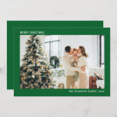 シンプルミニマル写真緑クリスマス シーズンカード (正面/裏面)