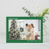 シンプルミニマル写真緑クリスマス シーズンカード (スタンド正面)