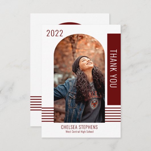 シンプルミニマル写真2022卒業ありがとう サンキューカード (正面/裏面)