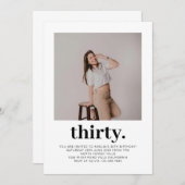 シンプルミニマル写真30歳 招待状 (正面/裏面)