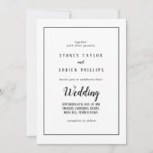 シンプルミニマル前面フレームと背面フレー結婚ム 招待状 (正面)
