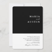 シンプルミニマル半黒半白結婚の 招待状 (正面)