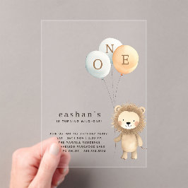 シンプルミニマル可愛いリトルライオン1歳 アクリル招待状