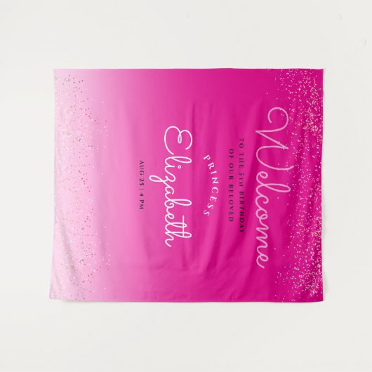 シンプルミニマル可愛ガーリーいピンク白 タペストリー (正面(横))