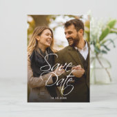 シンプルミニマル大フォトウェディング日付を保存 セーブザデート (スタンド正面)