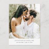 シンプルミニマル大フォトウェディング日付を保存 ポストカード (正面)