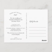 シンプルミニマル大フォトウェディング日付を保存 ポストカード (裏面)