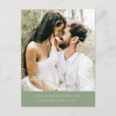 シンプルミニマル大フォトウェディング日付を保存 ポストカード (正面)