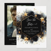 シンプルミニマル天結婚星 セーブザデート (正面/裏面)