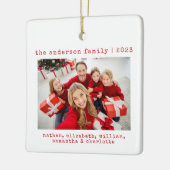 シンプルミニマル家族のクリスマス写真 セラミックオーナメント (左)