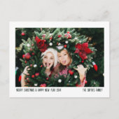 シンプルミニマル家族ポートクリスマスフォト シーズンポストカード (正面)