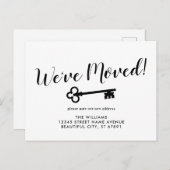 シンプルミニマル引っ越しましたニューホーム鍵移動 案内ポストカード (正面/裏面)
