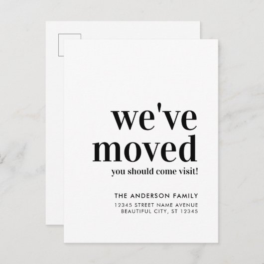 シンプルミニマル引っ越しましたブモダンラック移動 案内ポストカード (正面/裏面)