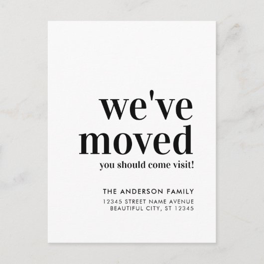 シンプルミニマル引っ越しましたブモダンラック移動 案内ポストカード (正面)