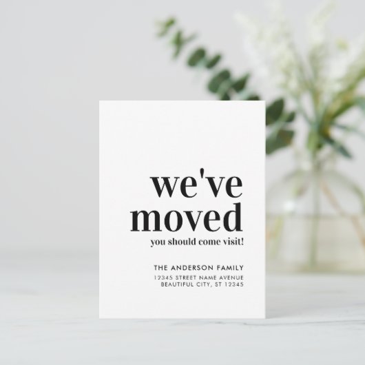 シンプルミニマル引っ越しましたブモダンラック移動 案内ポストカード (スタンド正面)