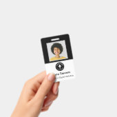 シンプルミニマル従業員バッジQRおよびバーコード バッジ (手持ち)