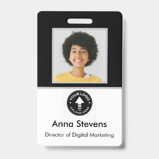 シンプルミニマル従業員バッジQRおよびバーコード バッジ (表面)