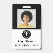 シンプルミニマル従業員バッジQRおよびバーコード