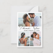 シンプルミニマル感謝してい4枚の写真コラージュ結婚ズ ノートカード (正面)