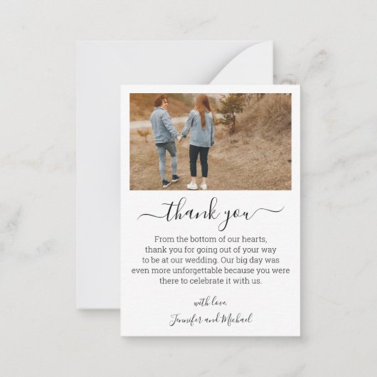 シンプルミニマル感謝してい4枚の写真コラージュ結婚ズ ノートカード (裏面)