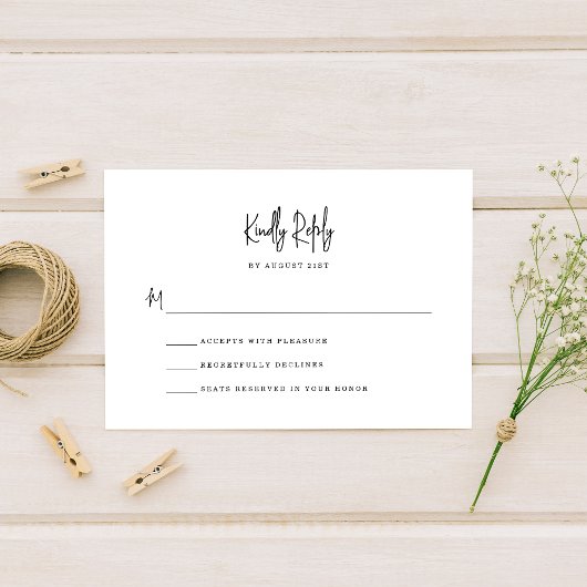 シンプルミニマル手文字スクリプ結婚ト 出欠カード