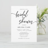 シンプルミニマル手書きスクリプトブライダルシャワー 招待状 (スタンド正面)