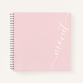 シンプルミニマル手書きスクリプト名ピンク ノートブック