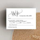シンプルミニマル手書き結婚式RSVPカード 招待状
