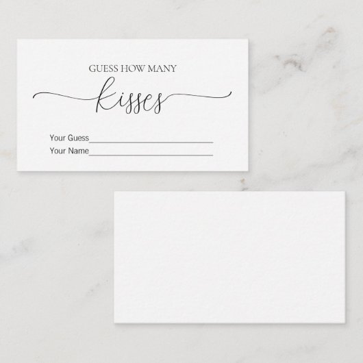 シンプルミニマル数キスブライダルシャワーゲーム エンクロージャーカード (正面/裏面)