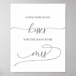 シンプルミニマル数キスブライダルシャワーゲーム ポスター