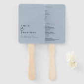 シンプルミニマル文字ダスティブルー結婚式 プログラム ハンドファン (正面&裏面)