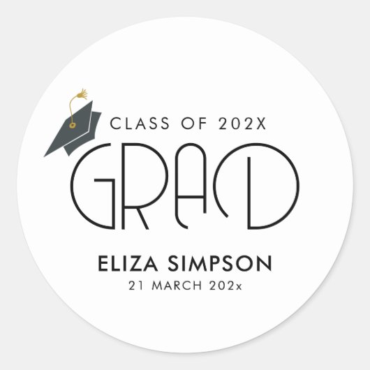 シンプルミニマル文字 ラウンドシール (正面)