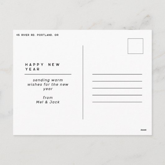 シンプルミニマル新年の写真数々の シーズンポストカード (裏面)