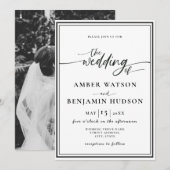 シンプルミニマル書道写真モダン結婚ズ 招待状 (正面/裏面)