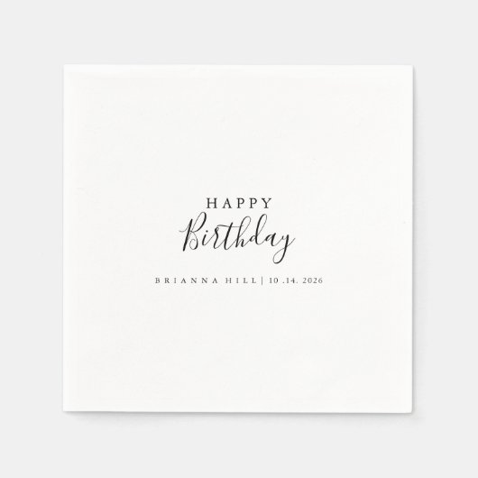 シンプルミニマル書道誕生日パーティー スタンダードカクテルナプキン (正面)