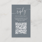 シンプルミニマル書道QRコードRSVPブルー エンクロージャーカード (正面)