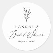 シンプルミニマル植物学ブライダルシャワー ラウンドシール (正面)