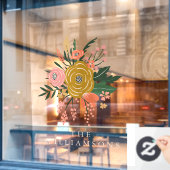 シンプルミニマル植物花パーソナライズされた ウィンドウサイン (カフェ窓)