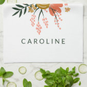 シンプルミニマル植物花パーソナライズされた キッチンタオル (折り畳み)