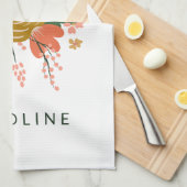 シンプルミニマル植物花パーソナライズされた キッチンタオル (四つ折り)