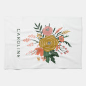 シンプルミニマル植物花パーソナライズされた キッチンタオル (横)