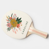 シンプルミニマル植物花パーソナライズされた 卓球ラケット (横)
