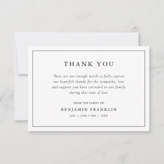 シンプルミニマル死別悔やみや弔慰葬儀 サンキューカード (正面)