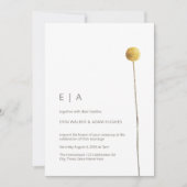 シンプルミニマル水カラーフローラステムイエロー 招待状 (正面)