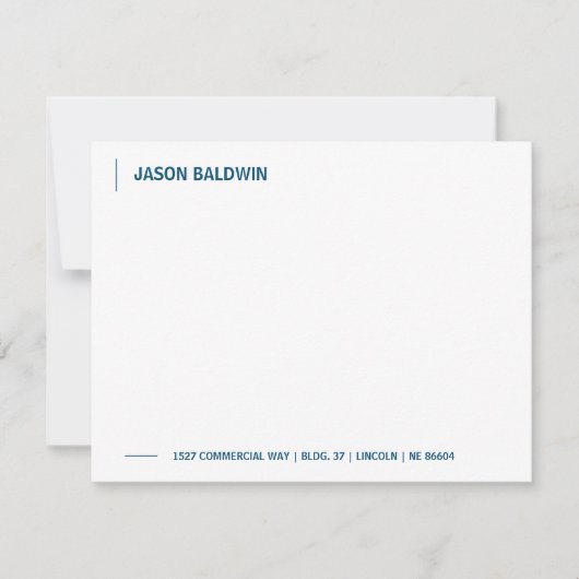 シンプルミニマル海軍ブルータイポグラフィモダン ノートカード (正面)